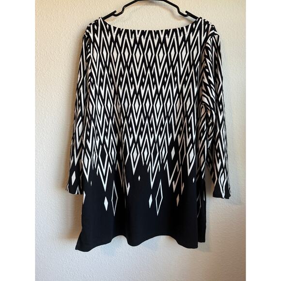 Cotton Tunic XXL Geometric Black White by Rafaella Cruisewear Vacation‎ Office - Picture 3 of 5